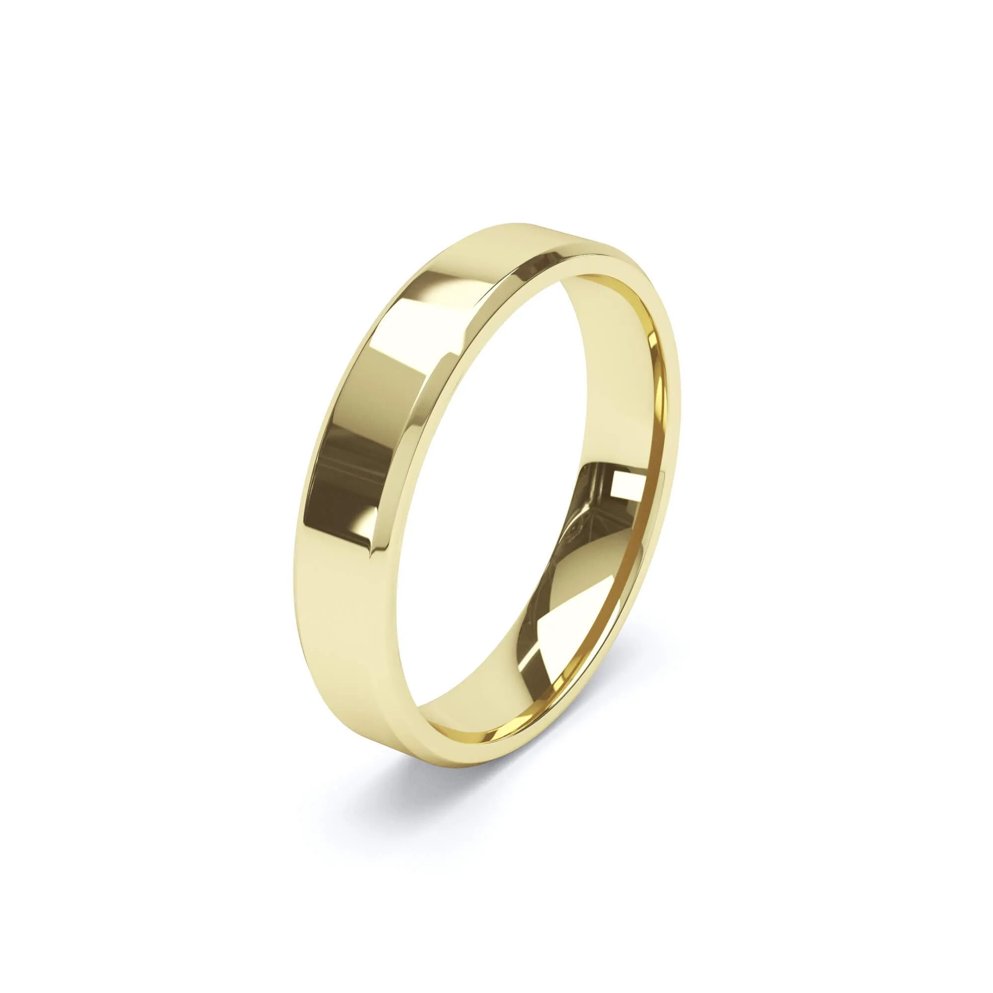 - Bevelled Edge Profile Wedding Ring 18k Yellow Gold