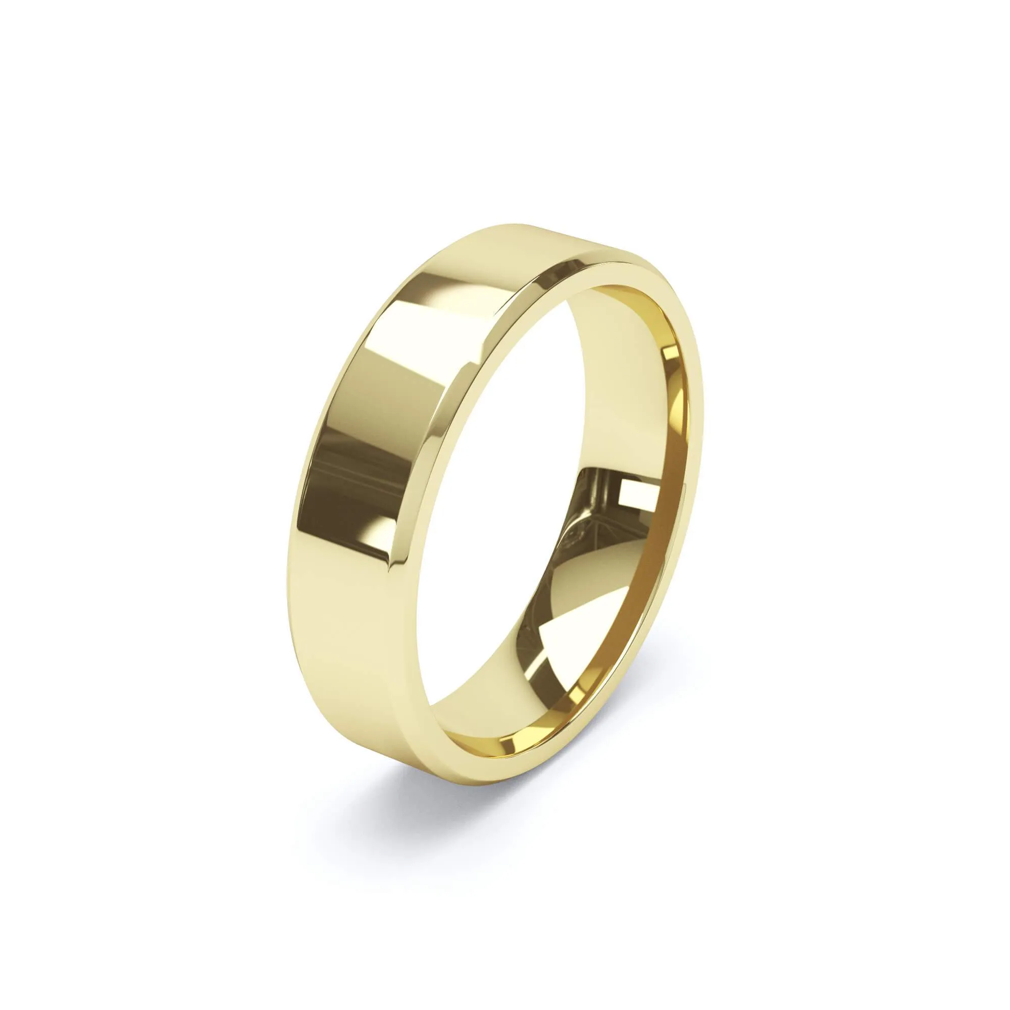 - Bevelled Edge Profile Wedding Ring 9k Yellow Gold