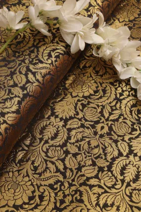 Black Banarasi Silk Brocade Fabric ( 1 Mtr )