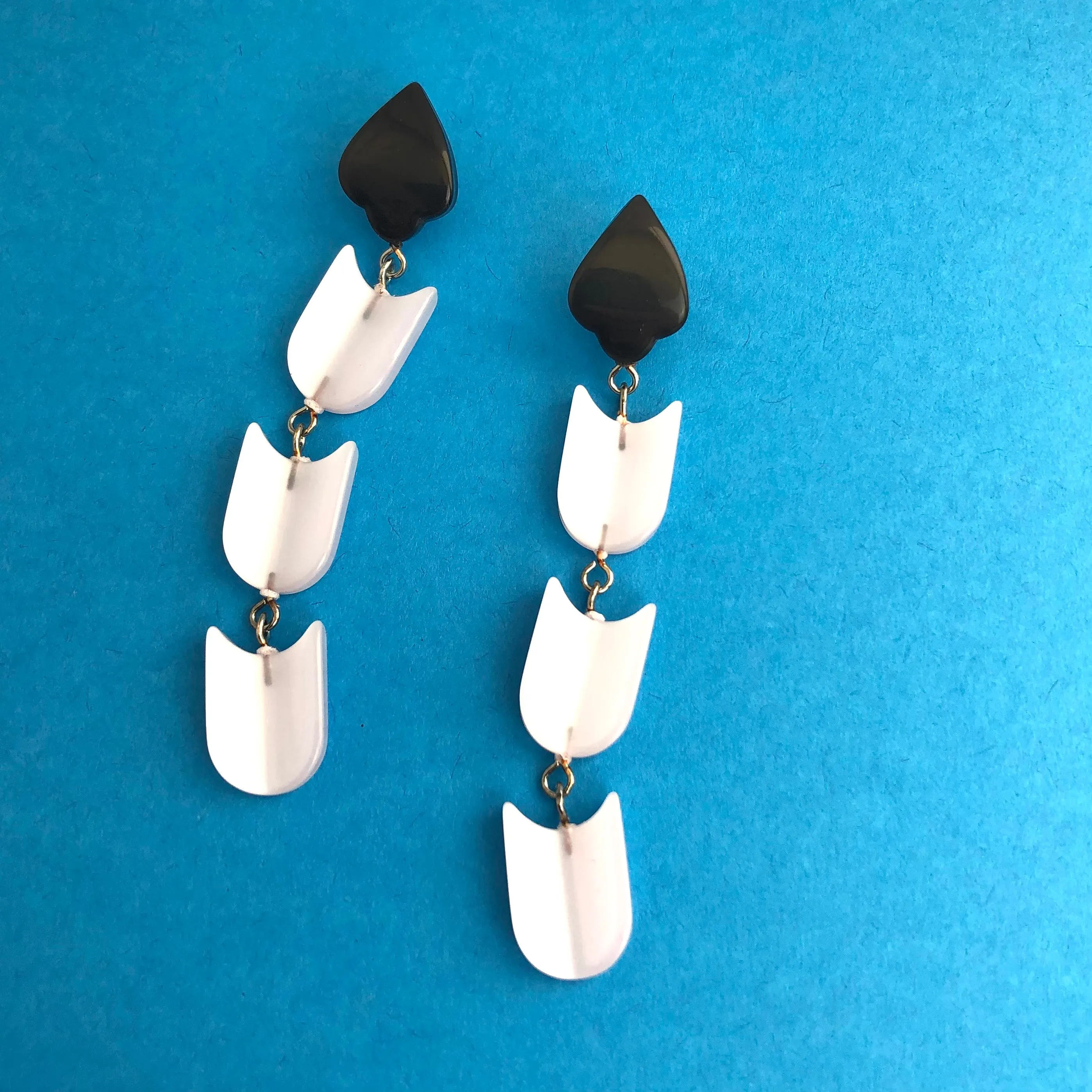 Black Spade & Scale Moonglow Statement Earrings