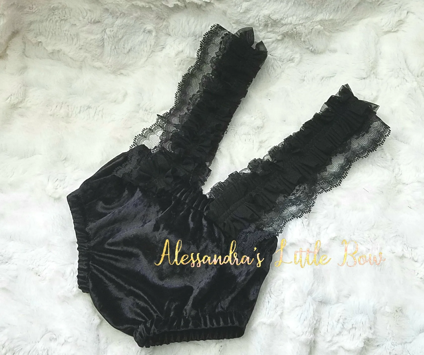 Black Velvet Lace Suspender Bloomers