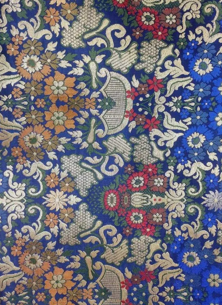 Blue Banarasi Kimkhwab Silk Meenakari Fabric ( 1 Mtr )