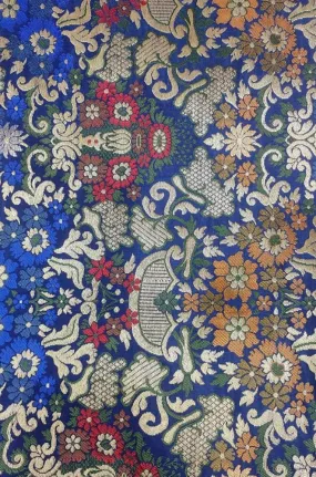 Blue Banarasi Kimkhwab Silk Meenakari Fabric ( 1 Mtr )