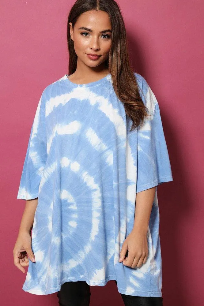 Blue Circle Tie-Dye Lazy Fit Tunic Dress