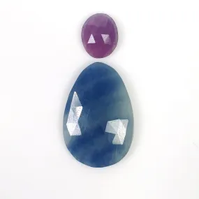 BLUE PINK SAPPHIRE Gemstone Rose Cut : 20.80cts Natural Untreated Sapphire Uneven Oval Shapes 10.5*9mm - 24.5*17mm 2pcs (With Video)