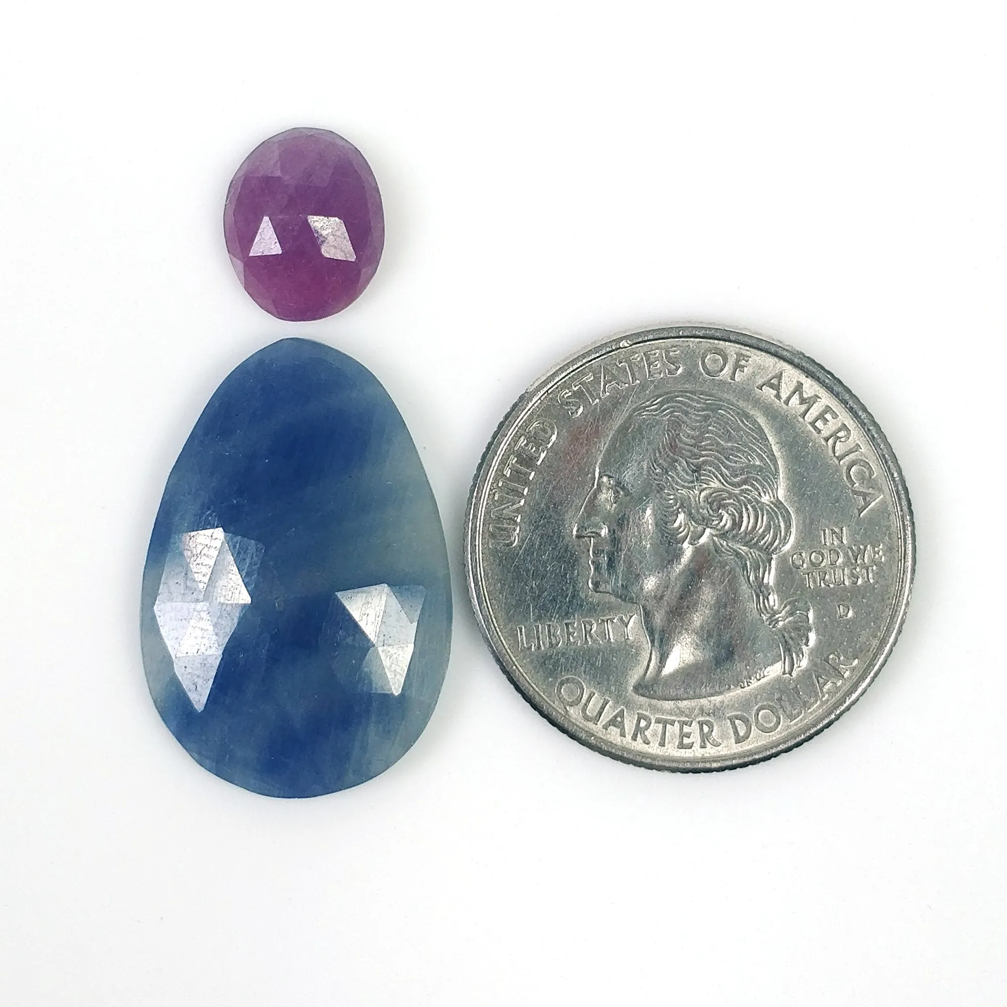 BLUE PINK SAPPHIRE Gemstone Rose Cut : 20.80cts Natural Untreated Sapphire Uneven Oval Shapes 10.5*9mm - 24.5*17mm 2pcs (With Video)