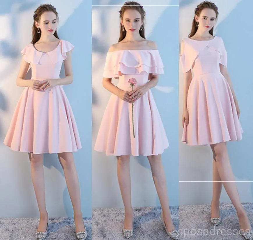 Blush Pink Short Mismatched Simple Cheap Bridesmaid Dresses Online, WG515