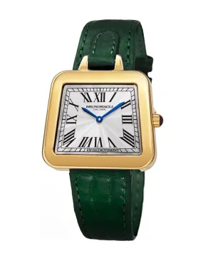 Bruno Magli Womens Emma Gold-Tone Signature - Embossed Leather Strap - Green