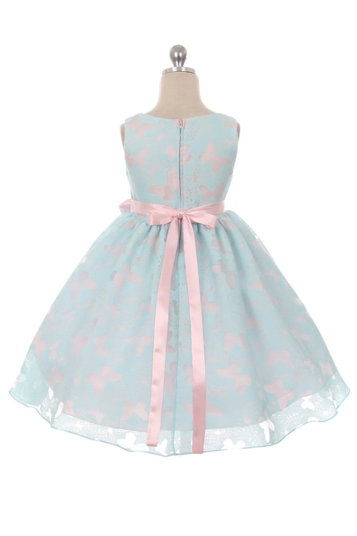 Butterfly Burnout Organza Girls Dress with Plus Sizes