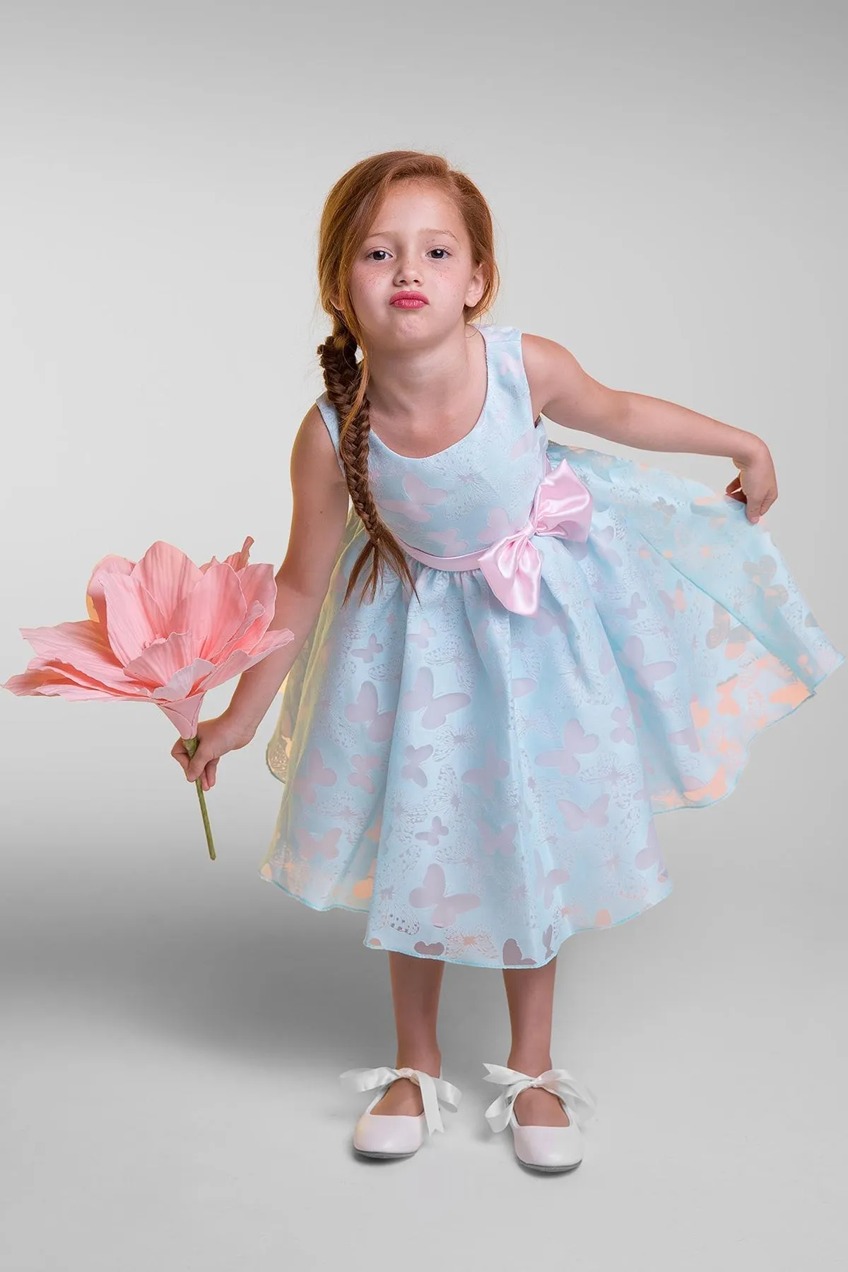 Butterfly Burnout Organza Girls Dress with Plus Sizes