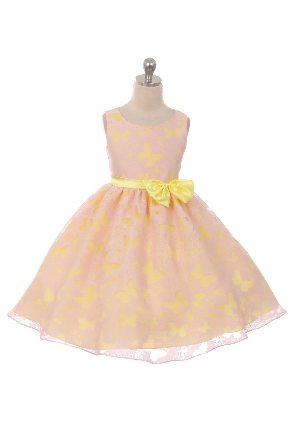 Butterfly Burnout Organza Girls Dress with Plus Sizes