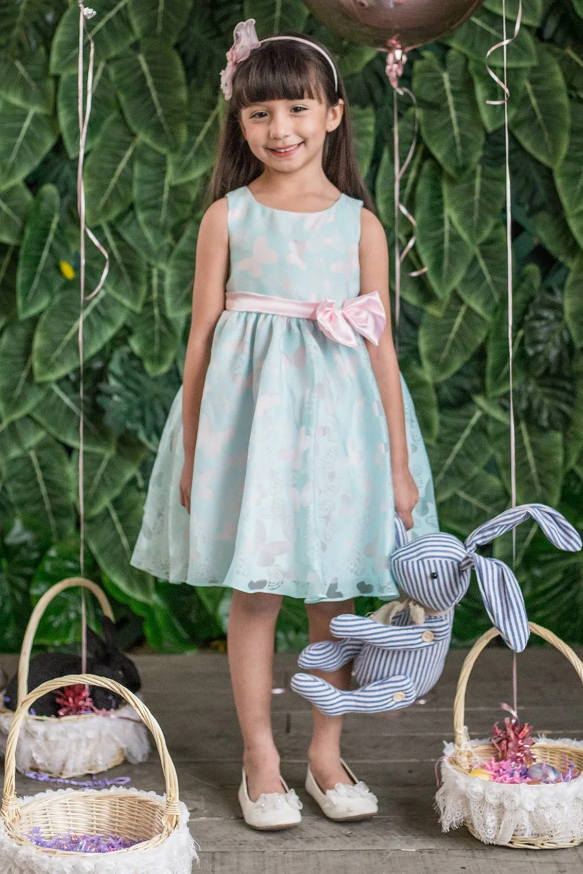 Butterfly Burnout Organza Girls Dress with Plus Sizes