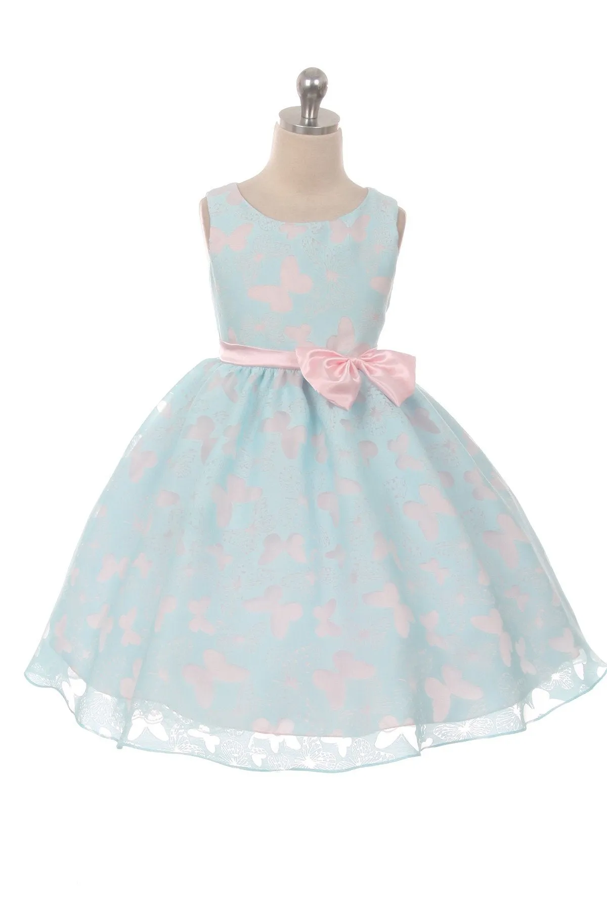 Butterfly Burnout Organza Girls Dress with Plus Sizes