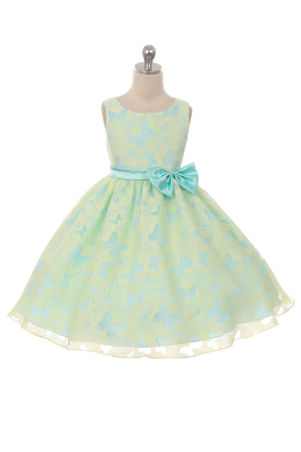 Butterfly Burnout Organza Girls Dress with Plus Sizes