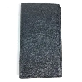 BVLGARI Long Wallet Purse leather black Long wallet logo mens Used Authentic