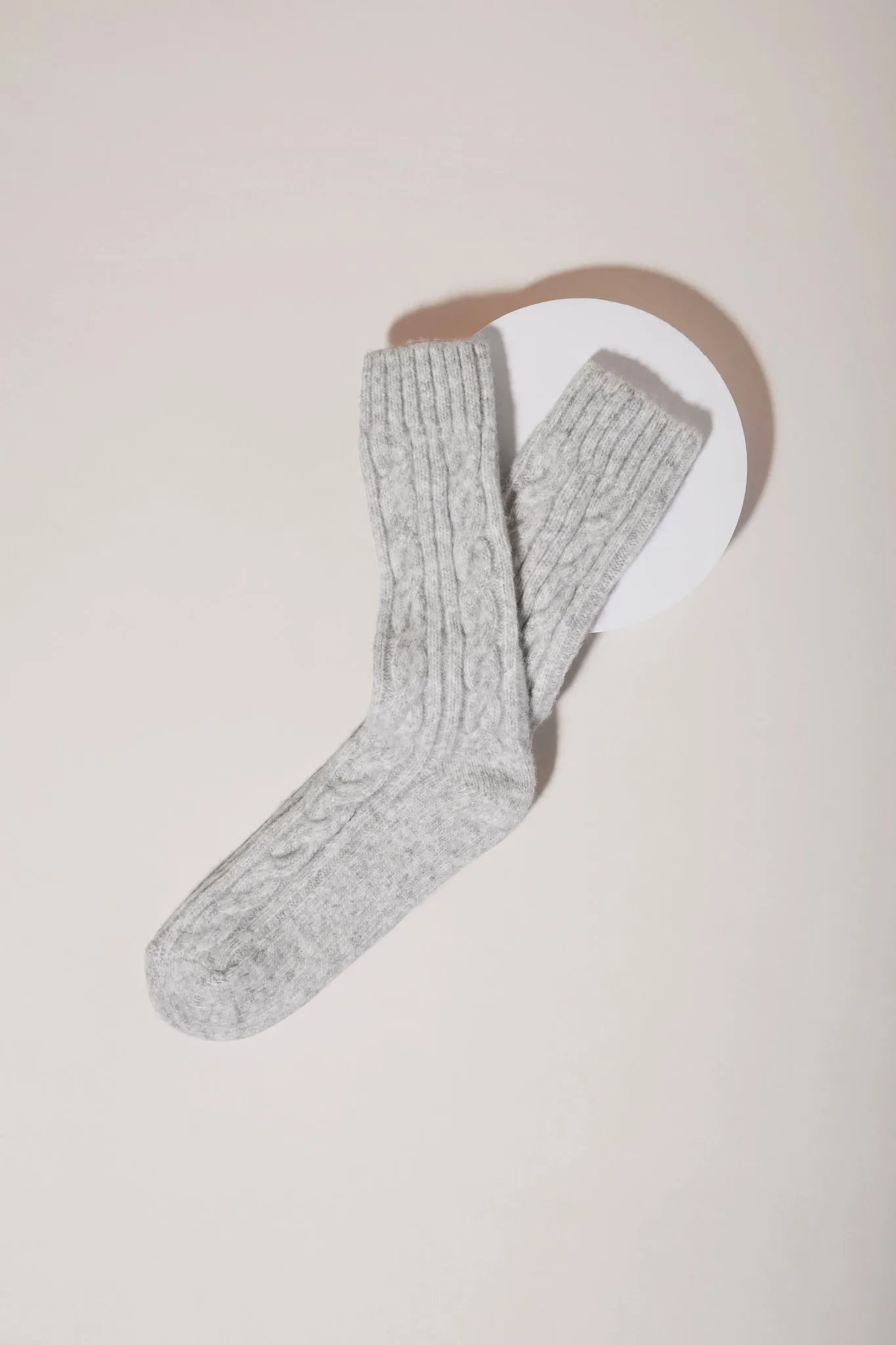 Cable Knit Socks - Grey