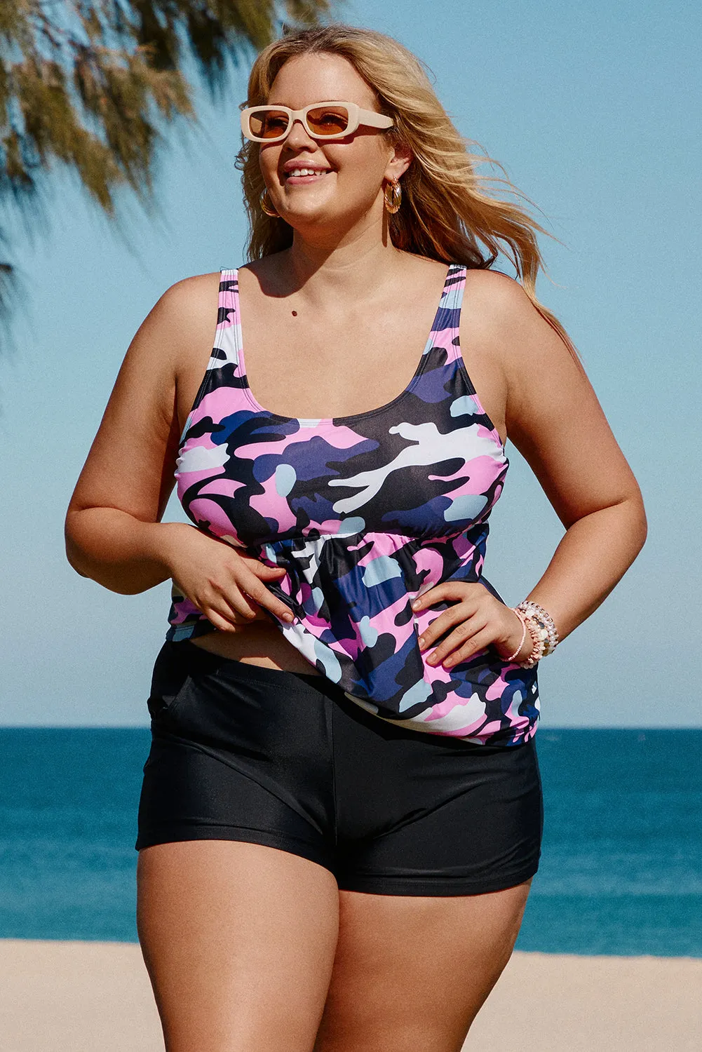 Camo Tank Plus Size Tankini