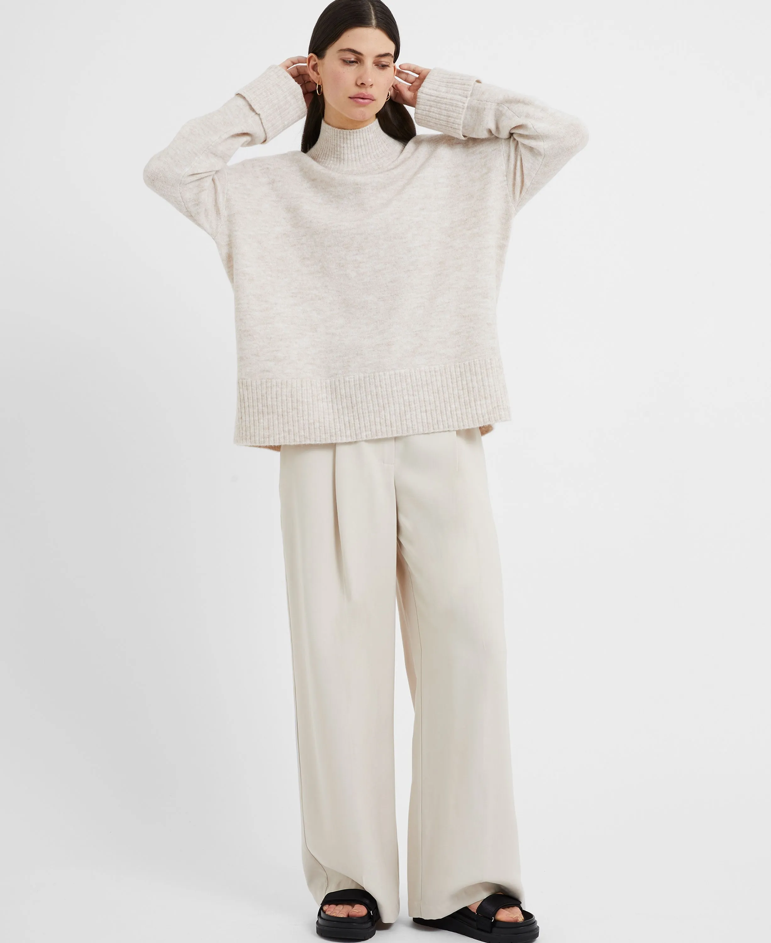 Carice Knit High Neck Jumper - Ecru