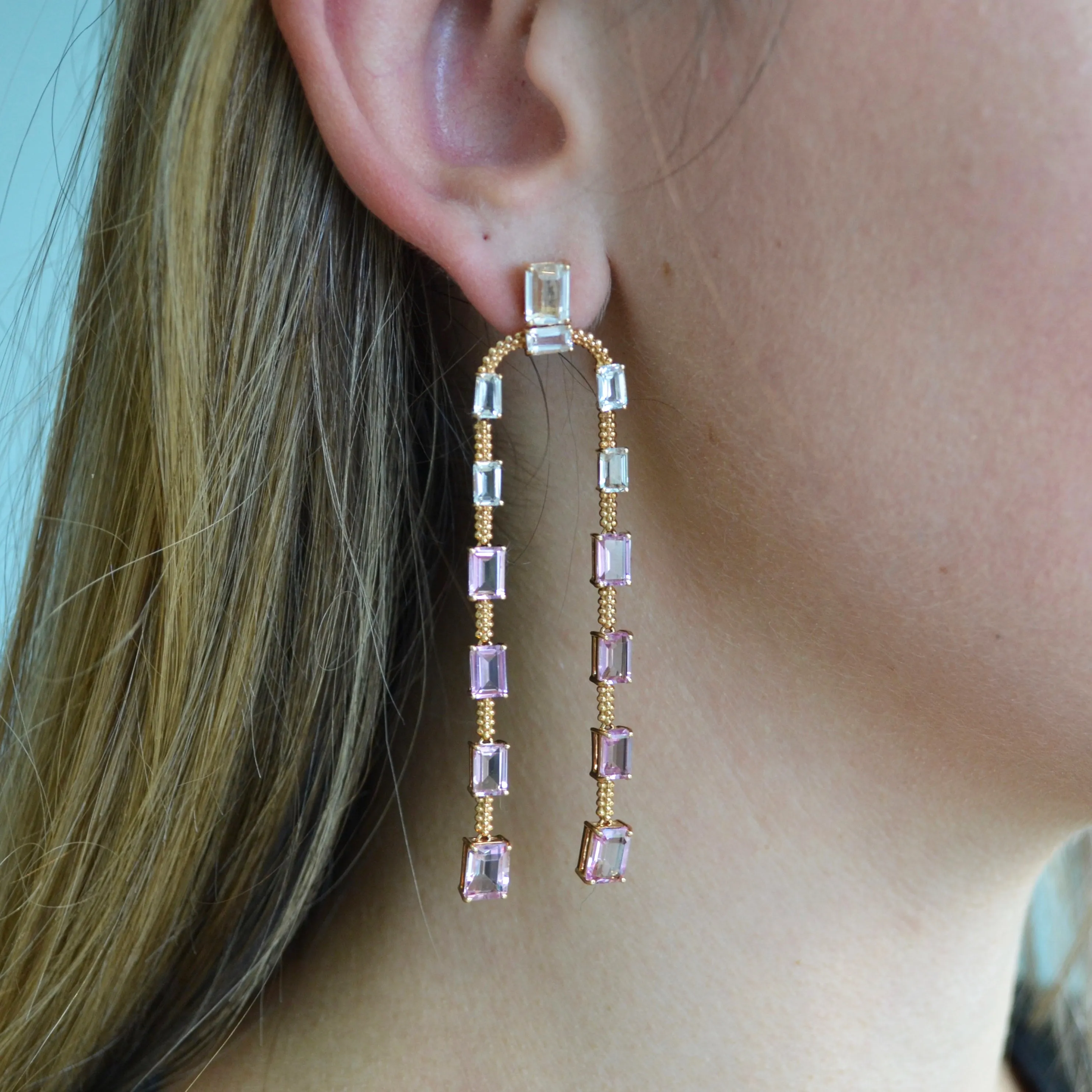 Carla Amorim - Acqua - Drop Earrings, Topaz, Rose Gold