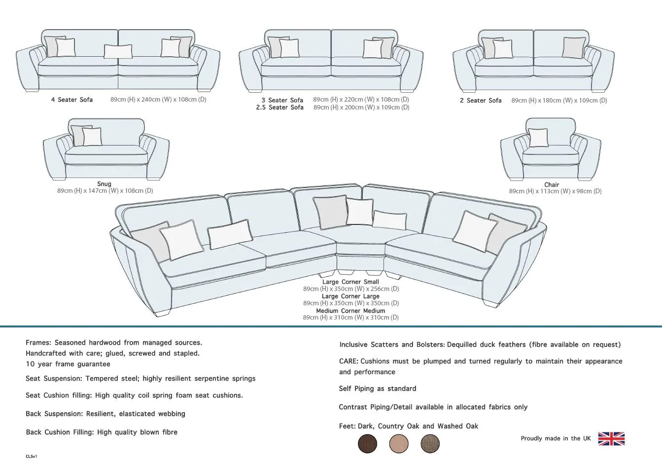 Carson Large Corner Large Sofa Group Contrast Piping