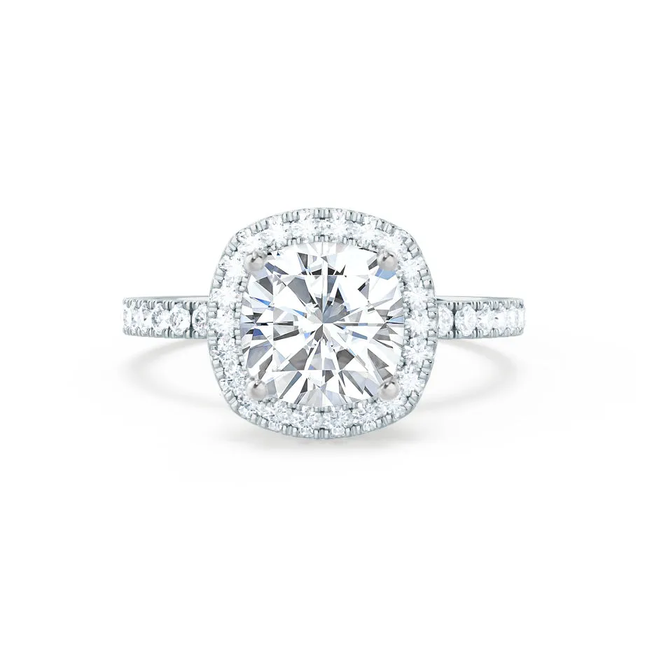 CASEADA - Cushion Moissanite & Diamond 18k White Gold Halo Ring