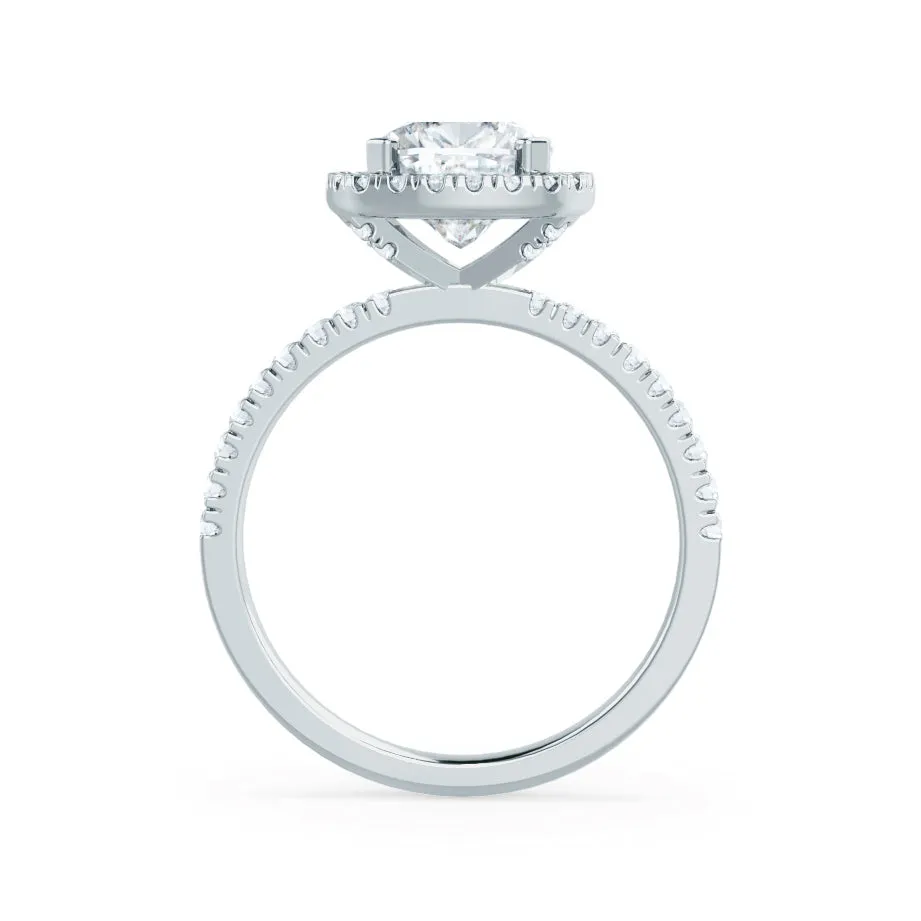 CASEADA - Cushion Moissanite & Diamond 18k White Gold Halo Ring