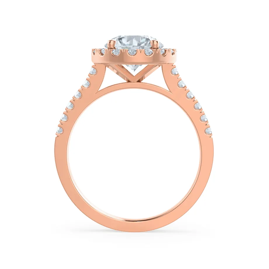 CECILY - Round Moissanite & Diamond 18k Rose Gold Halo