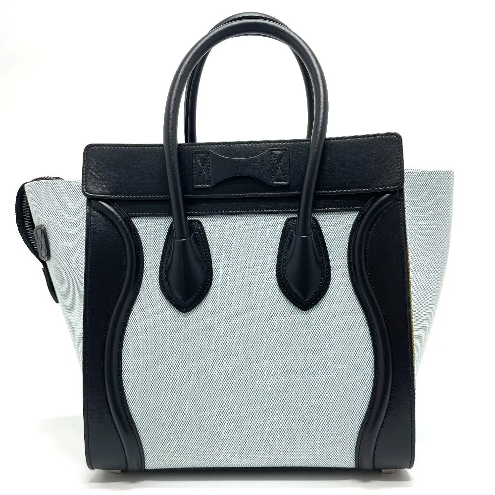 CELINE Handbag 167792  Leather / canvas Blue x black Luggage micro shopper Women Used Authentic