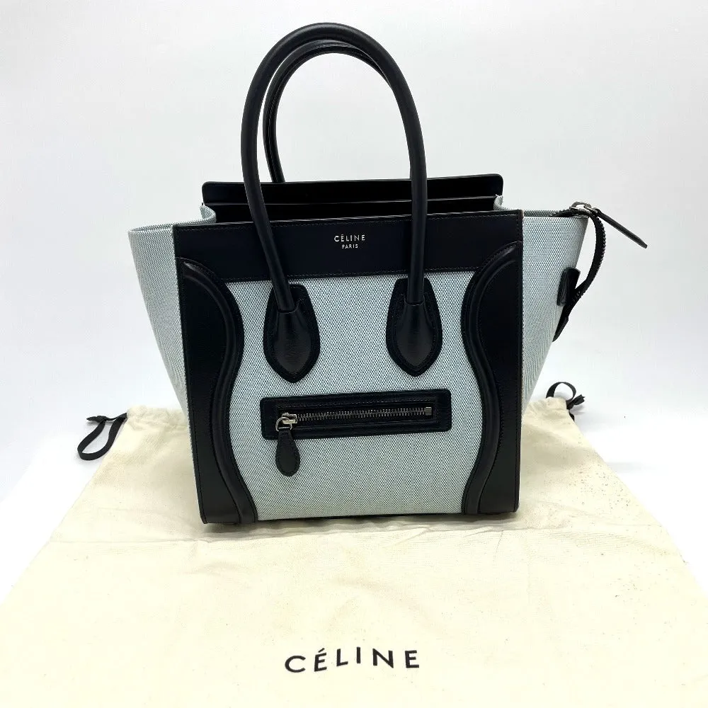 CELINE Handbag 167792  Leather / canvas Blue x black Luggage micro shopper Women Used Authentic