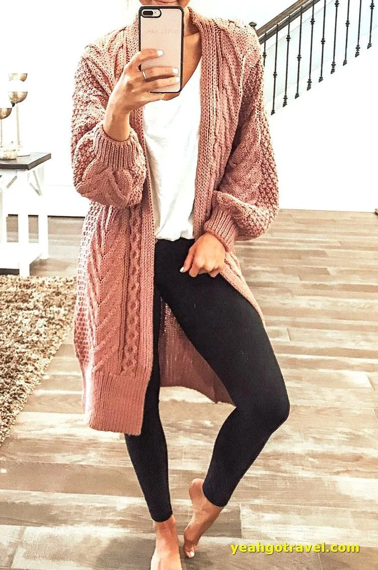 Chunky Long Knitted Hand Braid Long Cardigan Sweater Jacket Knitwear