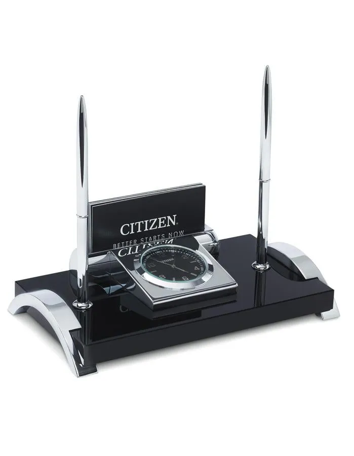 Citizen Executive Suite Desk Clock - Black Crystal - Black Dial