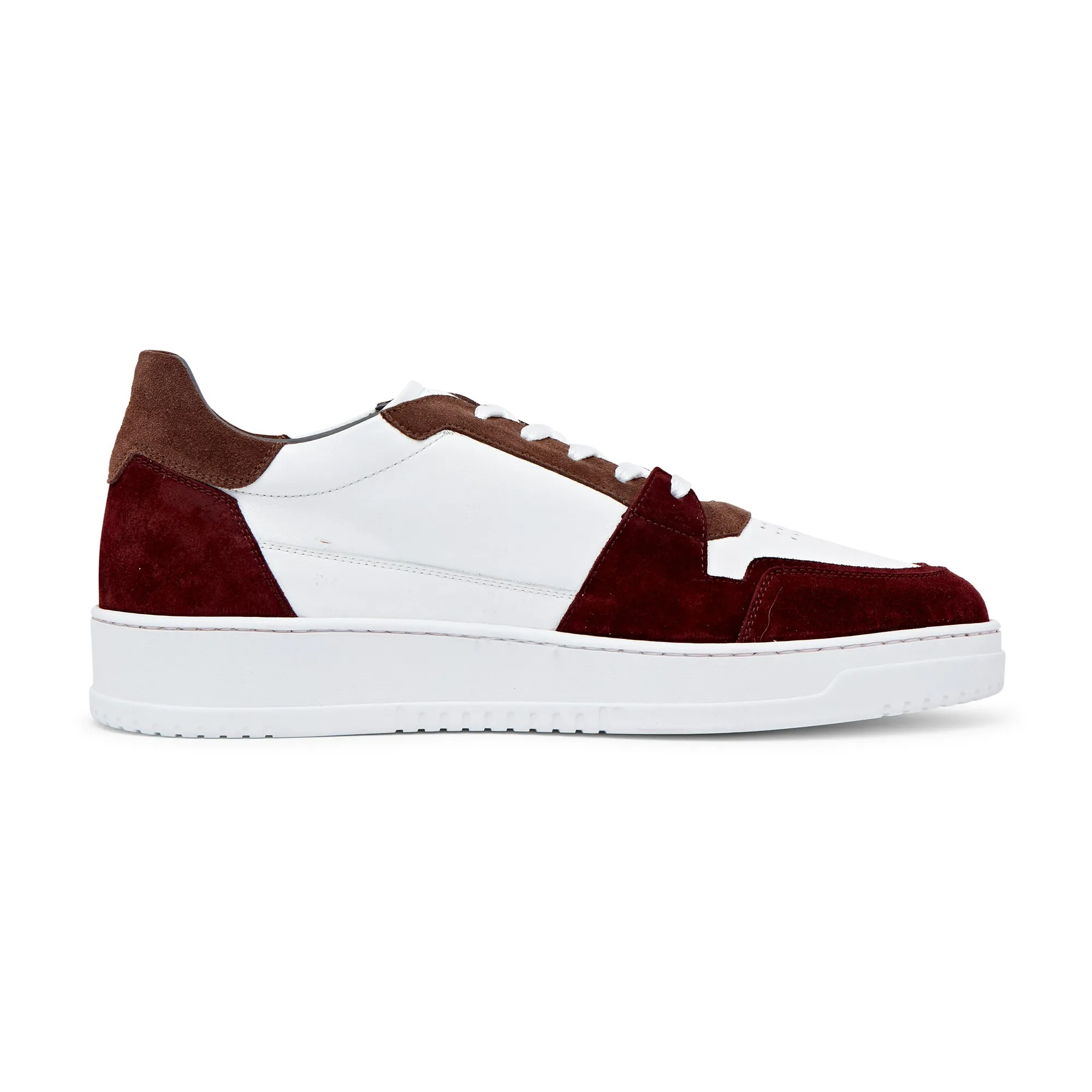 Corneliani Low Top Basket Sneaker (White & Bordeaux)