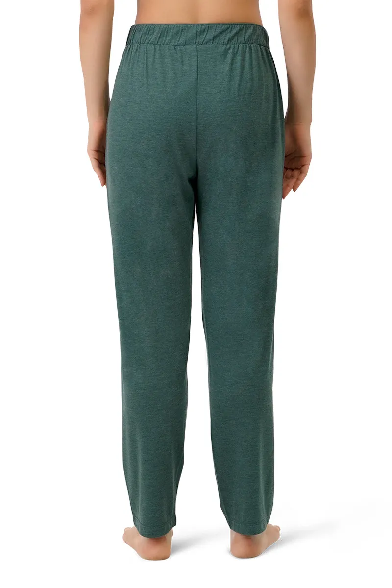 Cotton Blend Full Length Pyjama Bottom - Olive