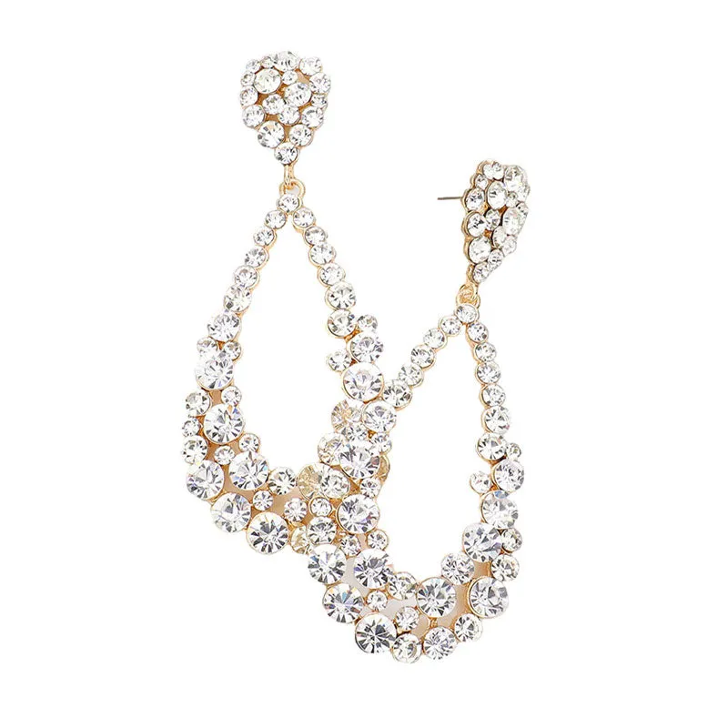 Crystal Bubble Cluster Teardrop Evening Earrings