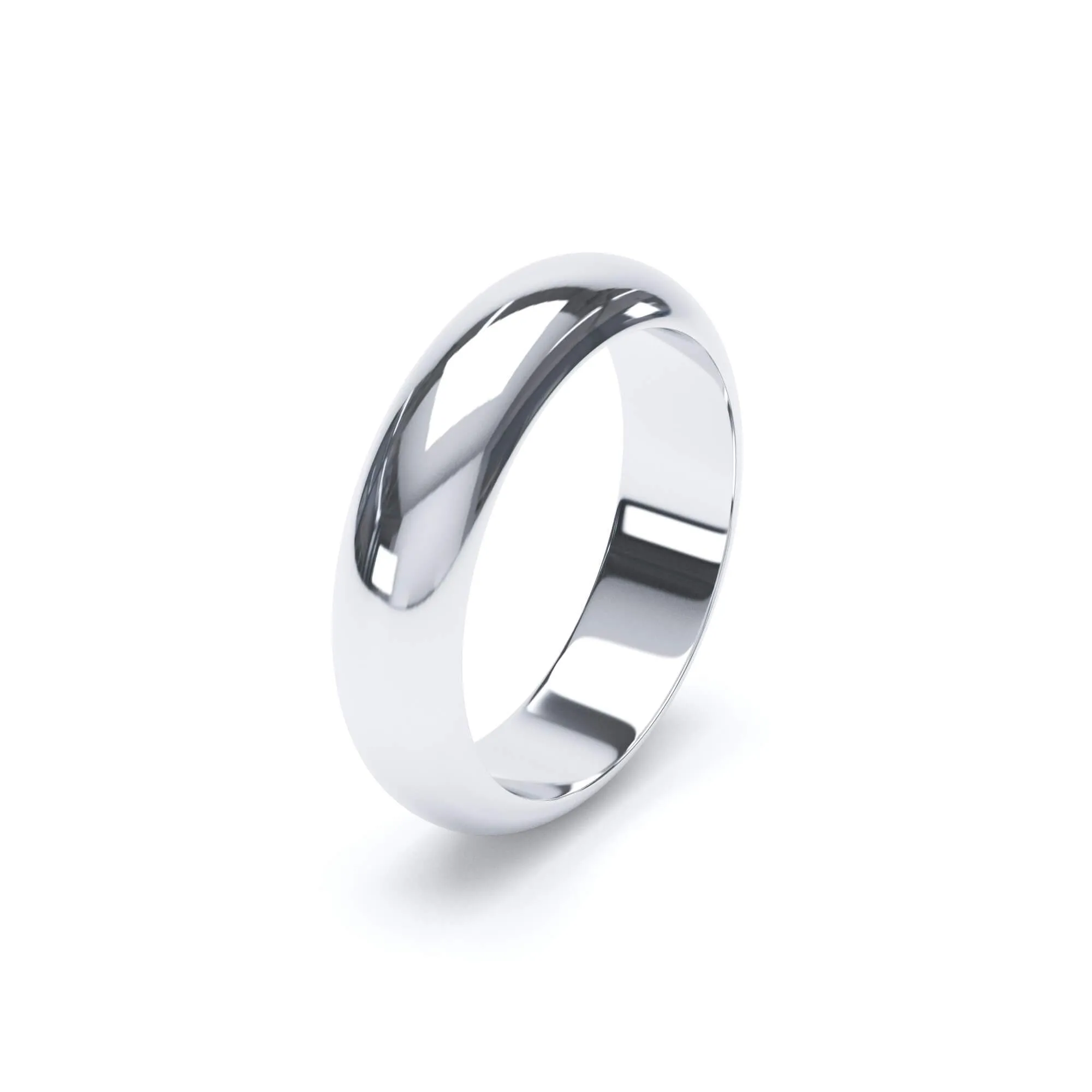 - D Shape Profile Wedding Ring 18k White Gold