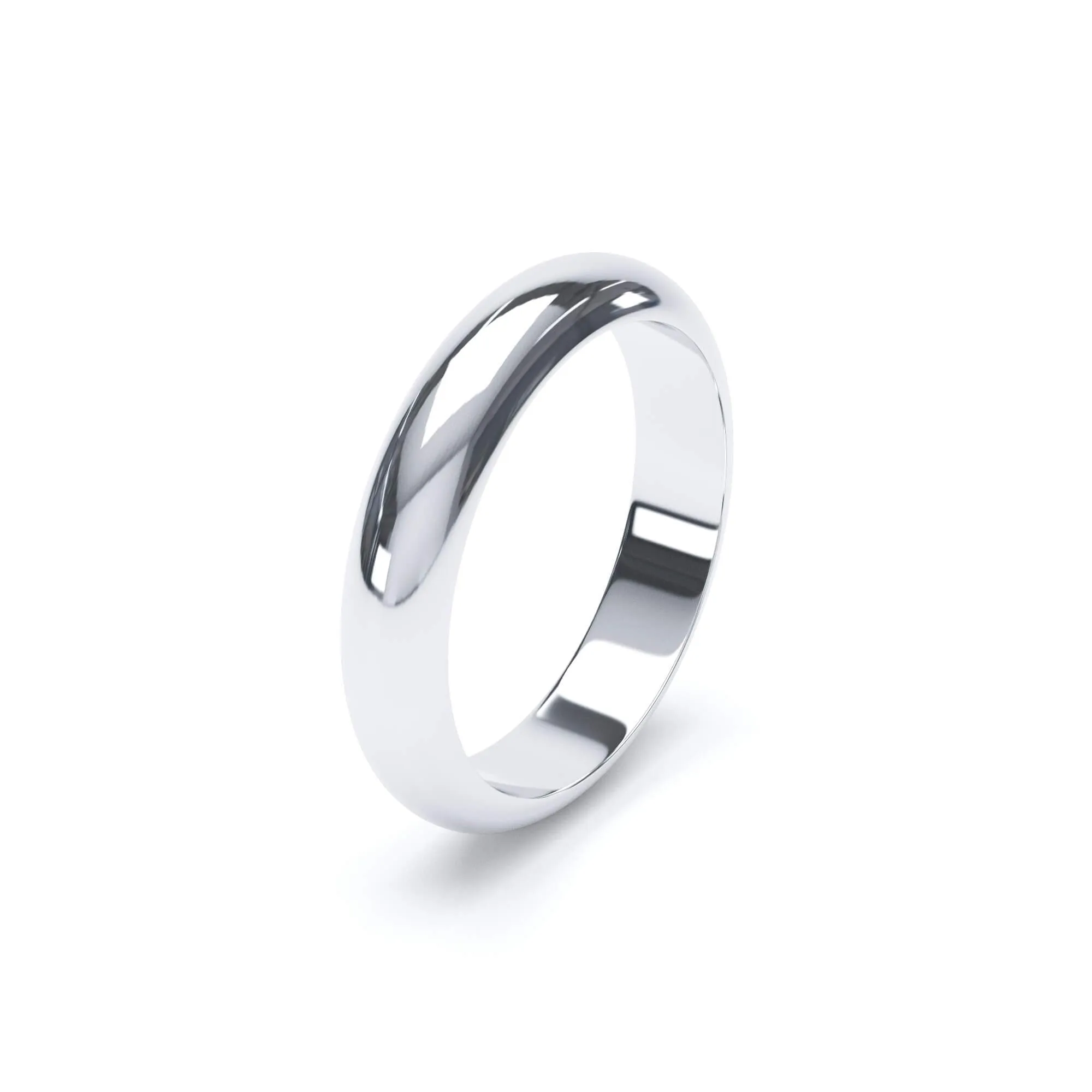 - D Shape Profile Wedding Ring 18k White Gold