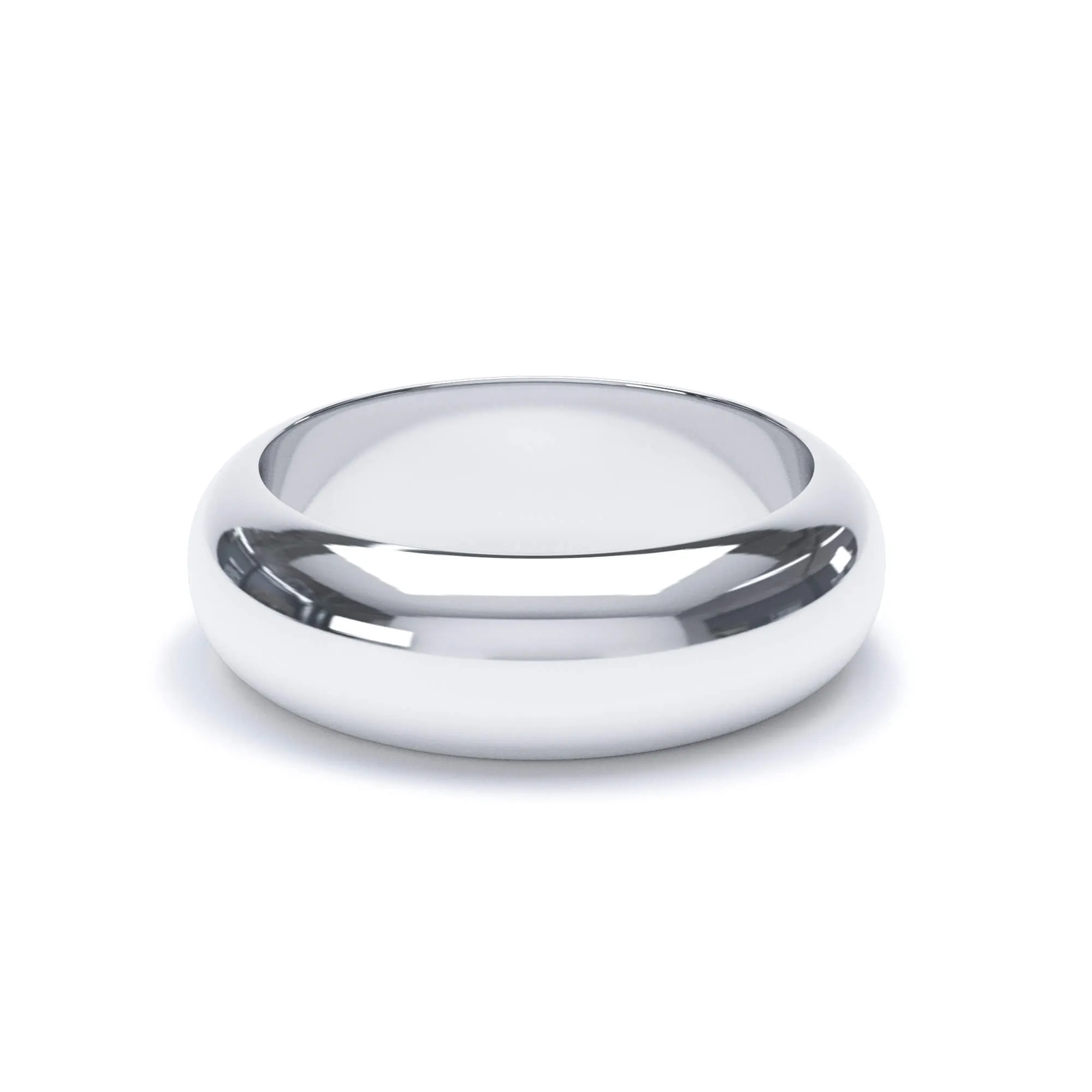 - D Shape Profile Wedding Ring 18k White Gold