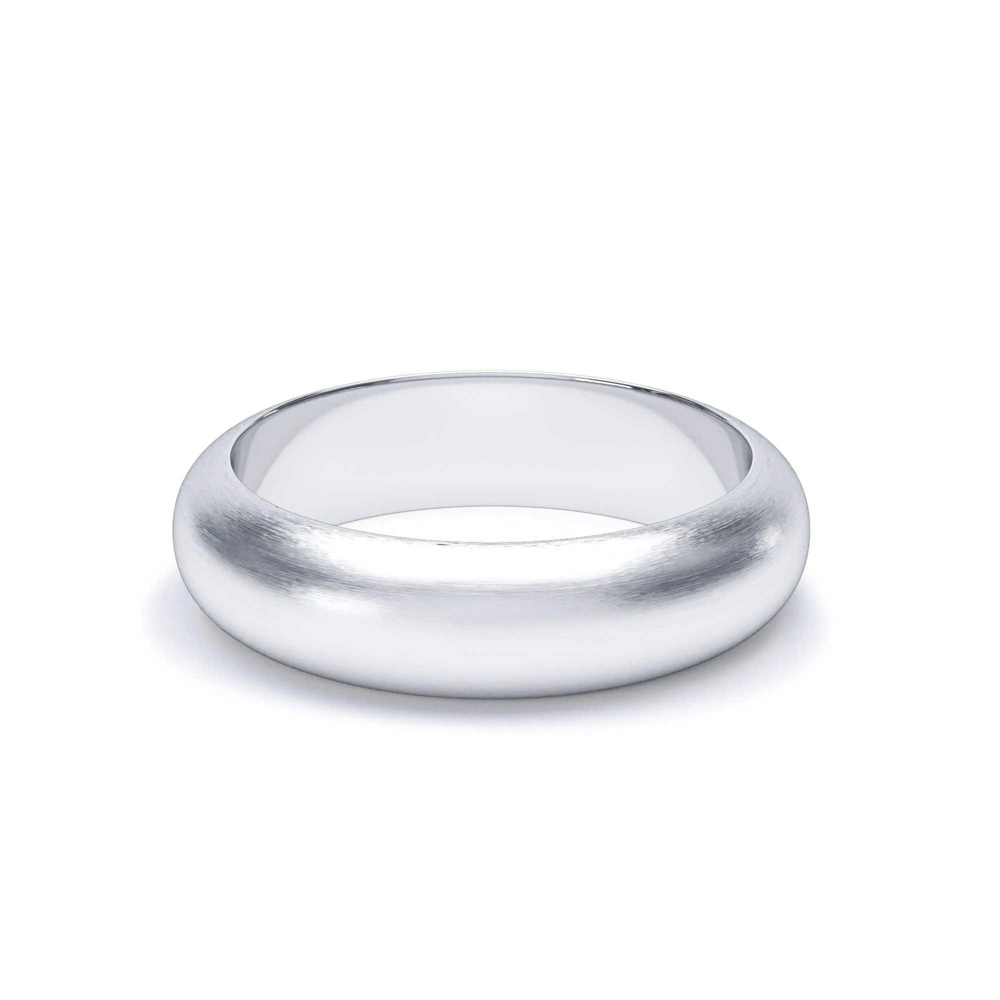 - D Shape Satin Polish Wedding Ring 9k White Gold