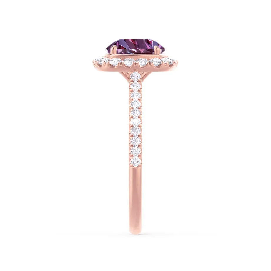 DARLEY - Chatham® Alexandrite Elongated Cushion Micro Pavé 18k Rose Gold Halo