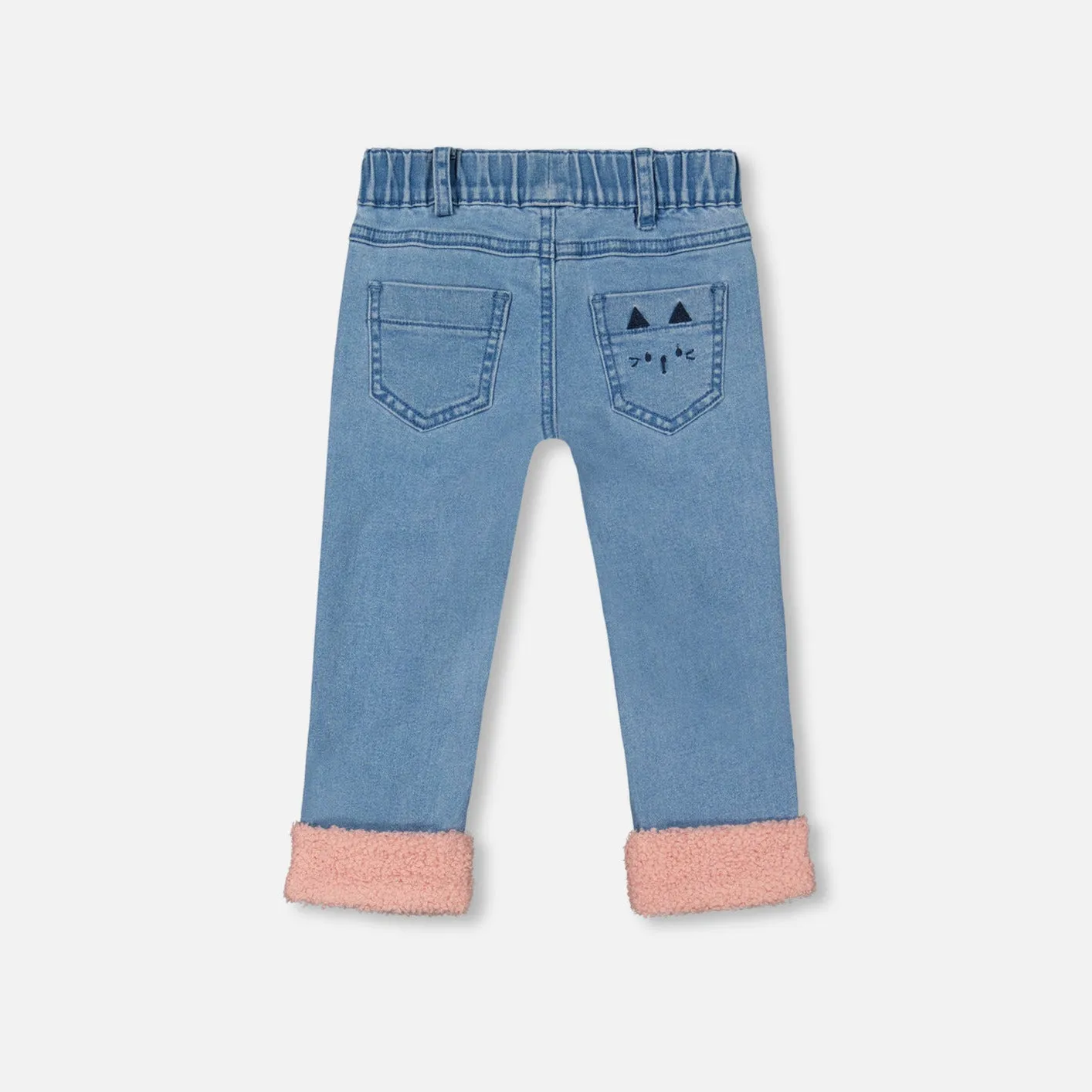 Deux Par Deux Denim Pants - Sherpa Turn Up