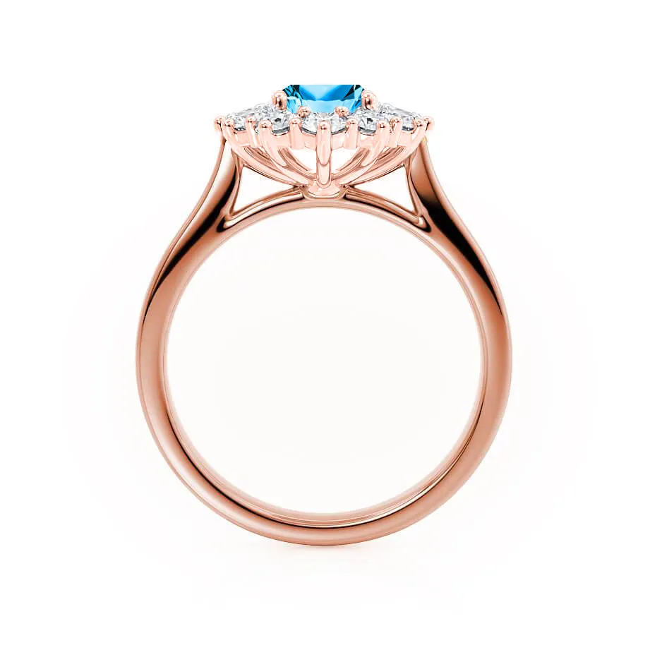 DIANA - Chatham® Aqua Spinel & Lab Diamond 18k Rose Gold