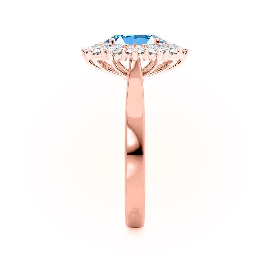 DIANA - Chatham® Aqua Spinel & Lab Diamond 18k Rose Gold