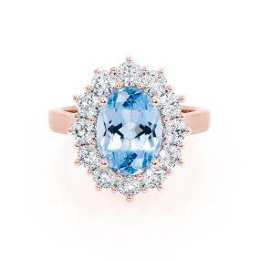 DIANA - Chatham® Aqua Spinel & Lab Diamond 18k Rose Gold