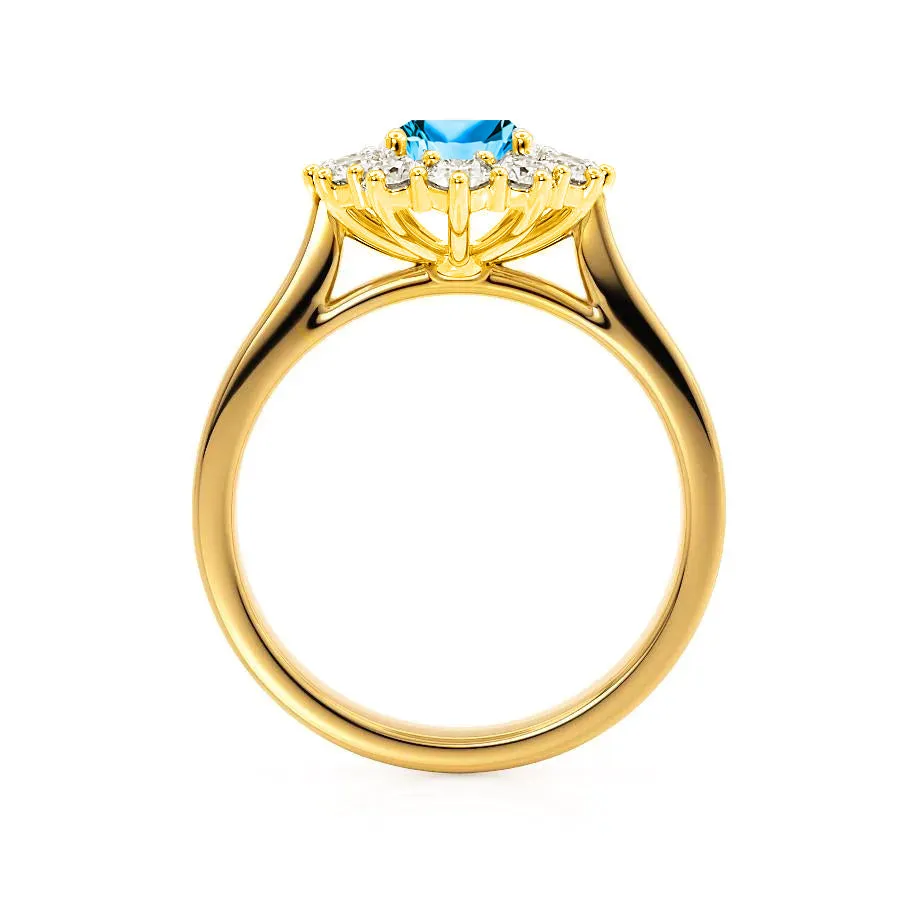 DIANA - Chatham® Aqua Spinel & Lab Diamond 18k Yellow Gold