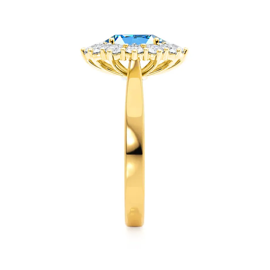 DIANA - Chatham® Aqua Spinel & Lab Diamond 18k Yellow Gold