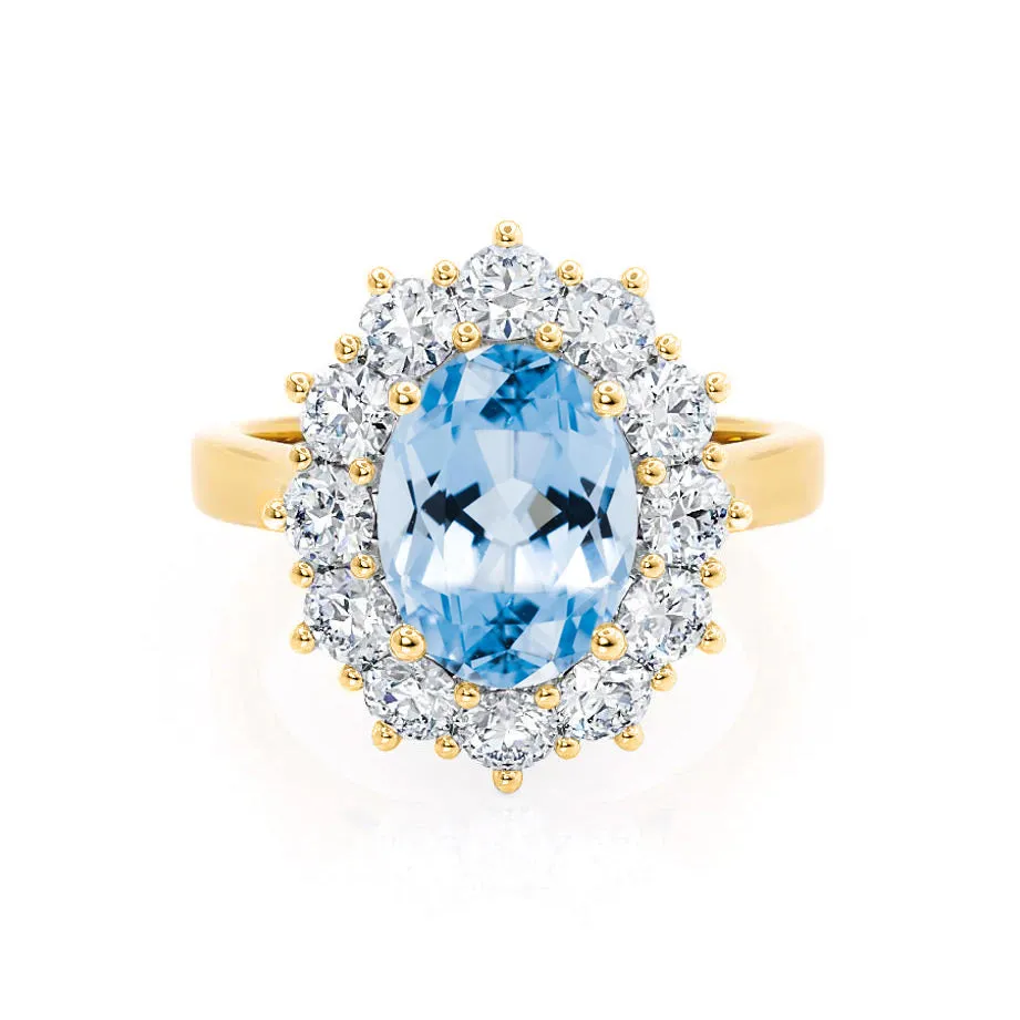 DIANA - Chatham® Aqua Spinel & Lab Diamond 18k Yellow Gold