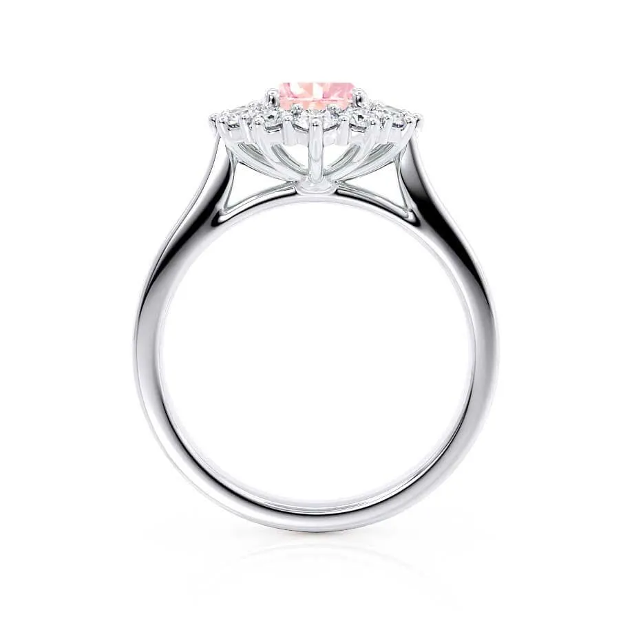 DIANA - Chatham® Champagne Sapphire & Lab Diamond 18k White Gold Halo