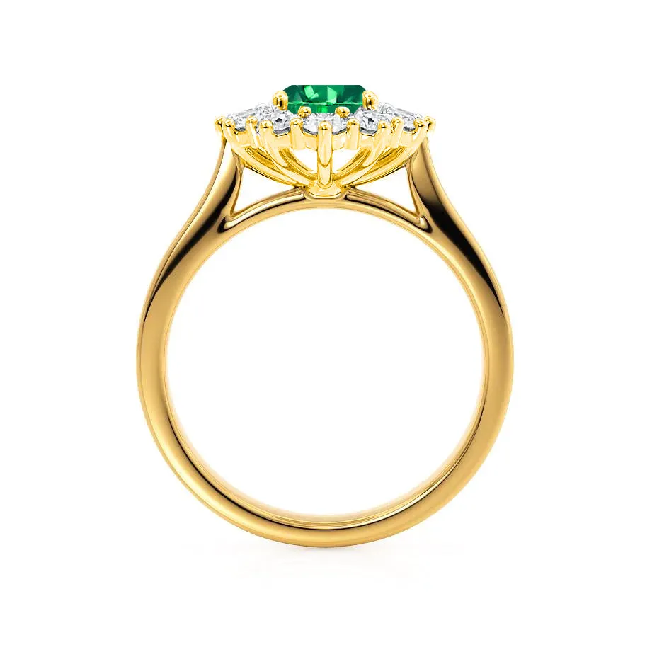 DIANA - Chatham® Emerald & Lab Diamond 18k Yellow Gold