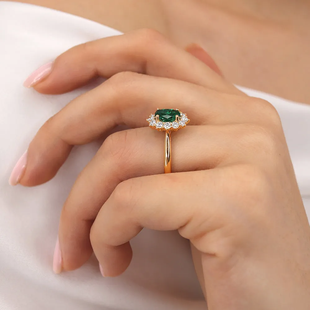 DIANA - Chatham® Emerald & Lab Diamond 18k Yellow Gold