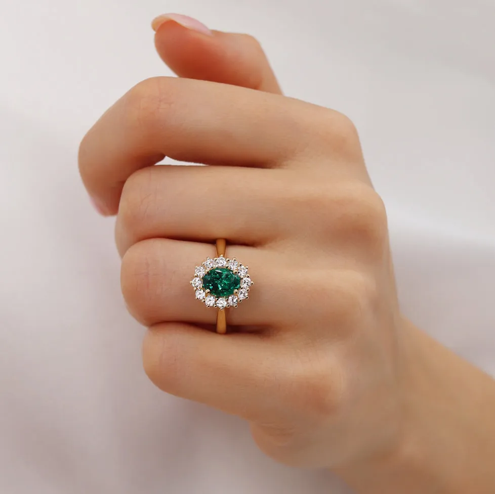 DIANA - Chatham® Emerald & Lab Diamond 18k Yellow Gold